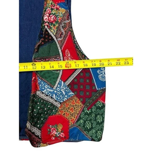 Handmade Vintage Colorful Patchwork Print Hippie Chic Reversible Vest - Picture 7 of 8